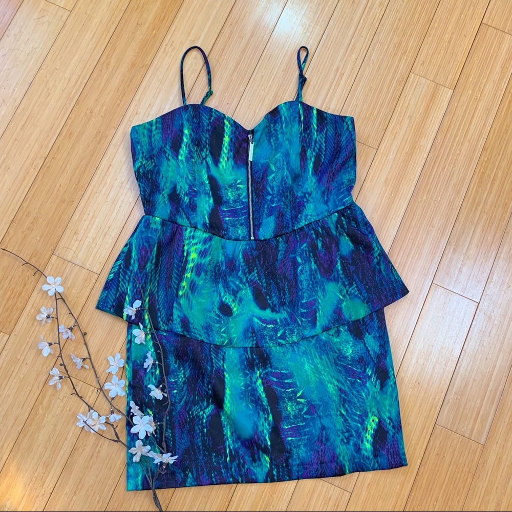 KENSIE Peacock peplum Dress, 10.